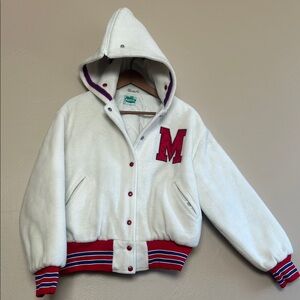 Vintage 70’s USA Maple Sporty Glam Women’s Varsity Jacket. Size XL. Rugged, Wool